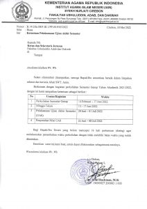 Ketentuan Pelaksanaan Ujian Akhir Semester Jurusan AFI Fakultas Ushuluddin, Adab dan Dakwah